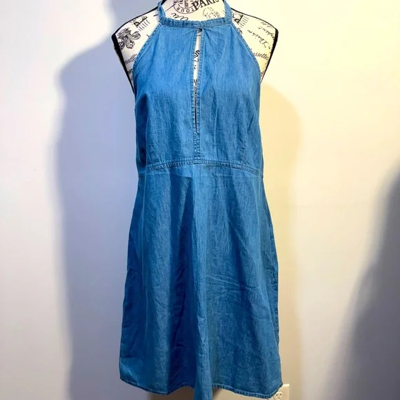 Vintage ASOS Blue Halter Sundress Midi - Picture 1 of 3